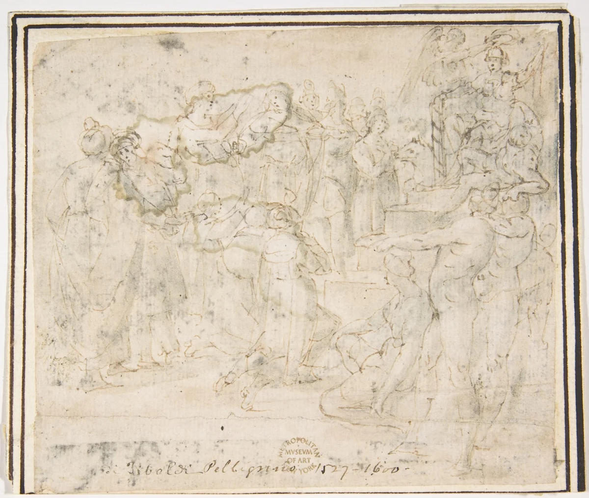 The Judgment of Solomon by Francesco Allegrini, drawing, 1624-1663