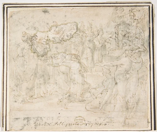 The Judgment of Solomon by Francesco Allegrini, drawing, 1624-1663