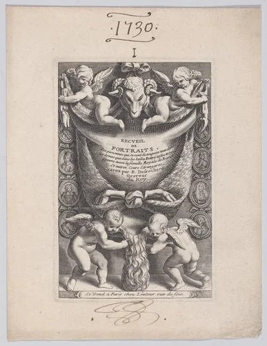 Frontispiece from "Collection of Portraits" by Etienne Jehandier Desrochers, print, 1688-1741
