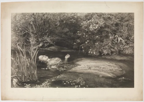 Ophelia (Shakespeare, Hamlet, Act 4, Scene 7) by John Everett Millais, print, 1866