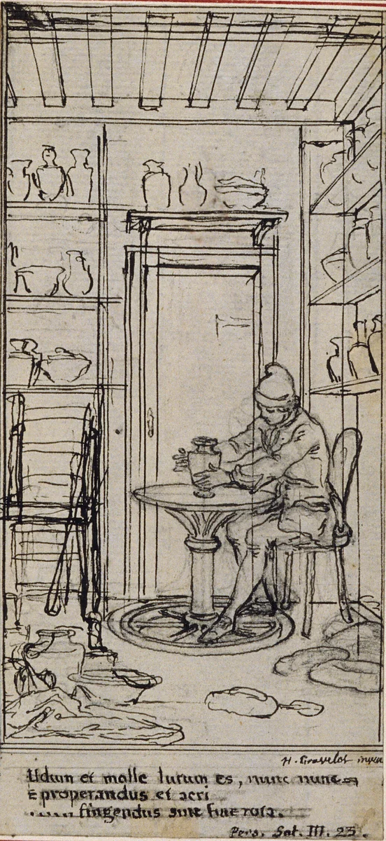 Study for Vignette-Frontispiece in Poncelot's "Principes Generaux pour Servir à l'Education des Enfants", vol. III by Hubert François Gravelot, drawing, 1753-1773