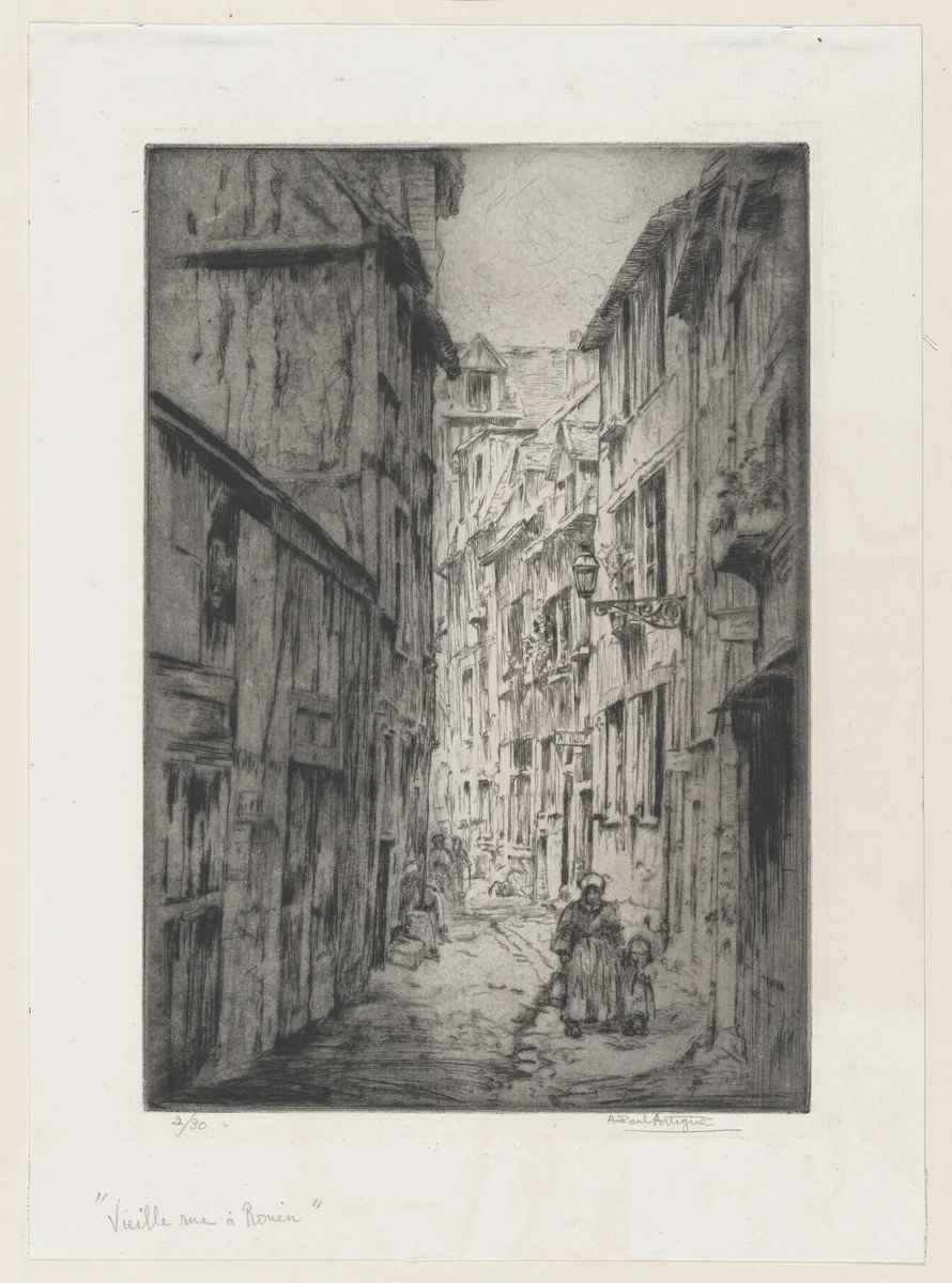Old Street in Rouen by A. Paul Artigue, print, 1800-1899