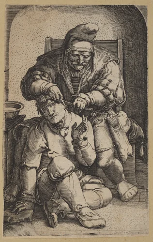 The Surgeon [reverse copy] by Lucas van Leyden, print, 1489-1533