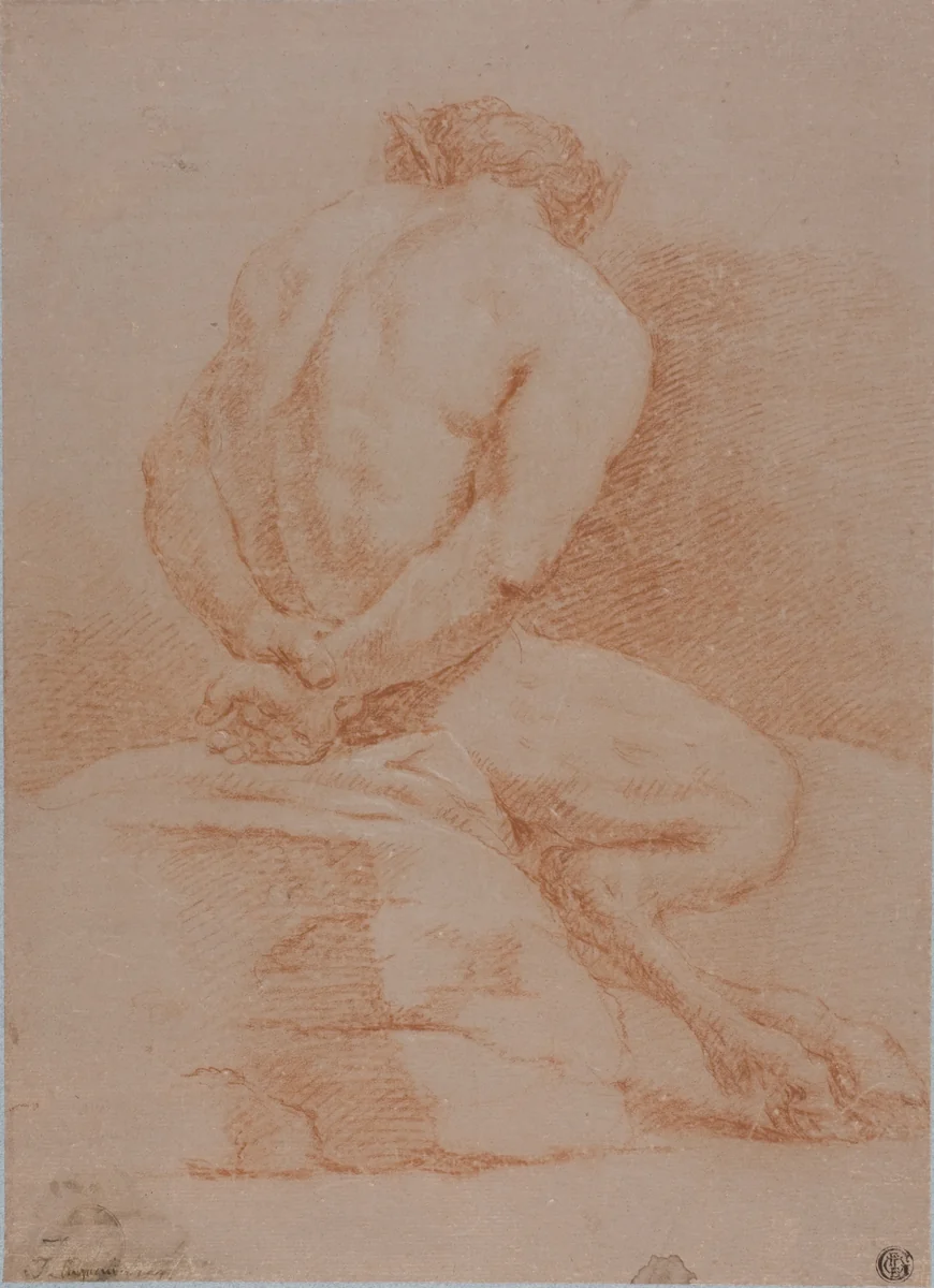 Satyr (Back View) by Giulio Carpioni, drawing, 1631-1674