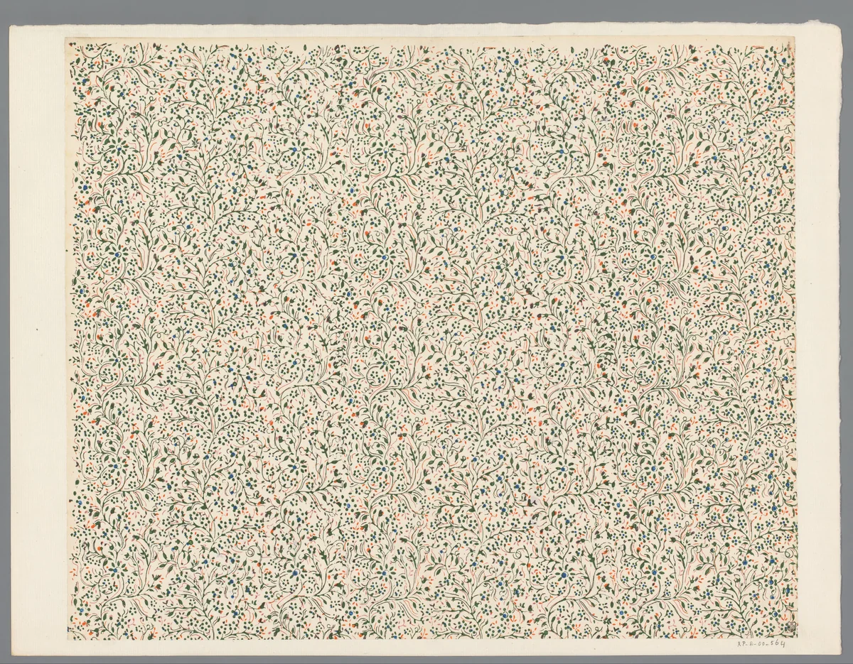 Blad met strooipatroon van ranken by anonymous, print, 1800-1900