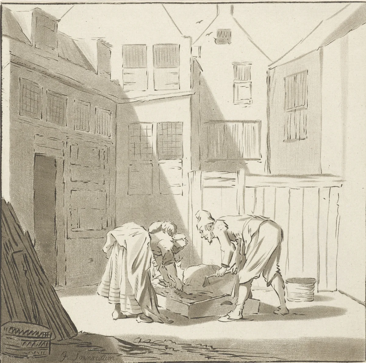 Varkensslacht by Cornelis Ploos van Amstel, print, 1778-1787