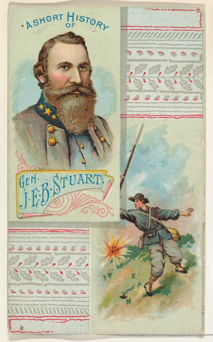 A Short History: General James Ewell Brown Stuart, from the Histories of Generals series (N114) issued by W. Duke, Sons & Co. to promote Honest Long Cut Smoking and Chewing Tobacco by W. Duke, Sons & Co., print, 1888