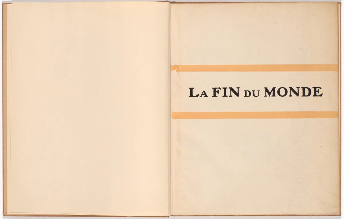 Half title from La Fin du monde filmée par l'ange de N.-D. (The End of the World Filmed by the Angel of Notre Dame) by Fernand Léger, illustrated book, 1919