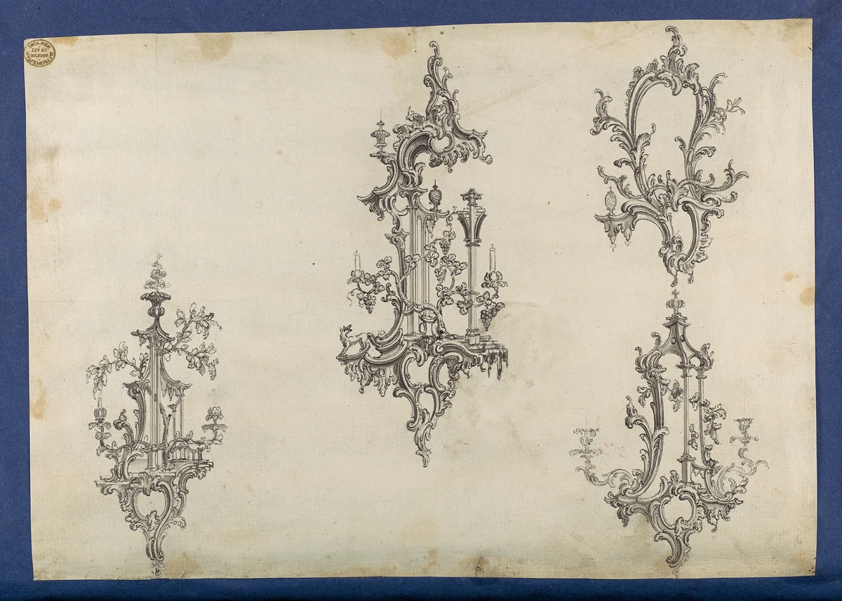 Girandoles, in Chippendale Drawings, Vol. I by Thomas Chippendale, drawing, 1760