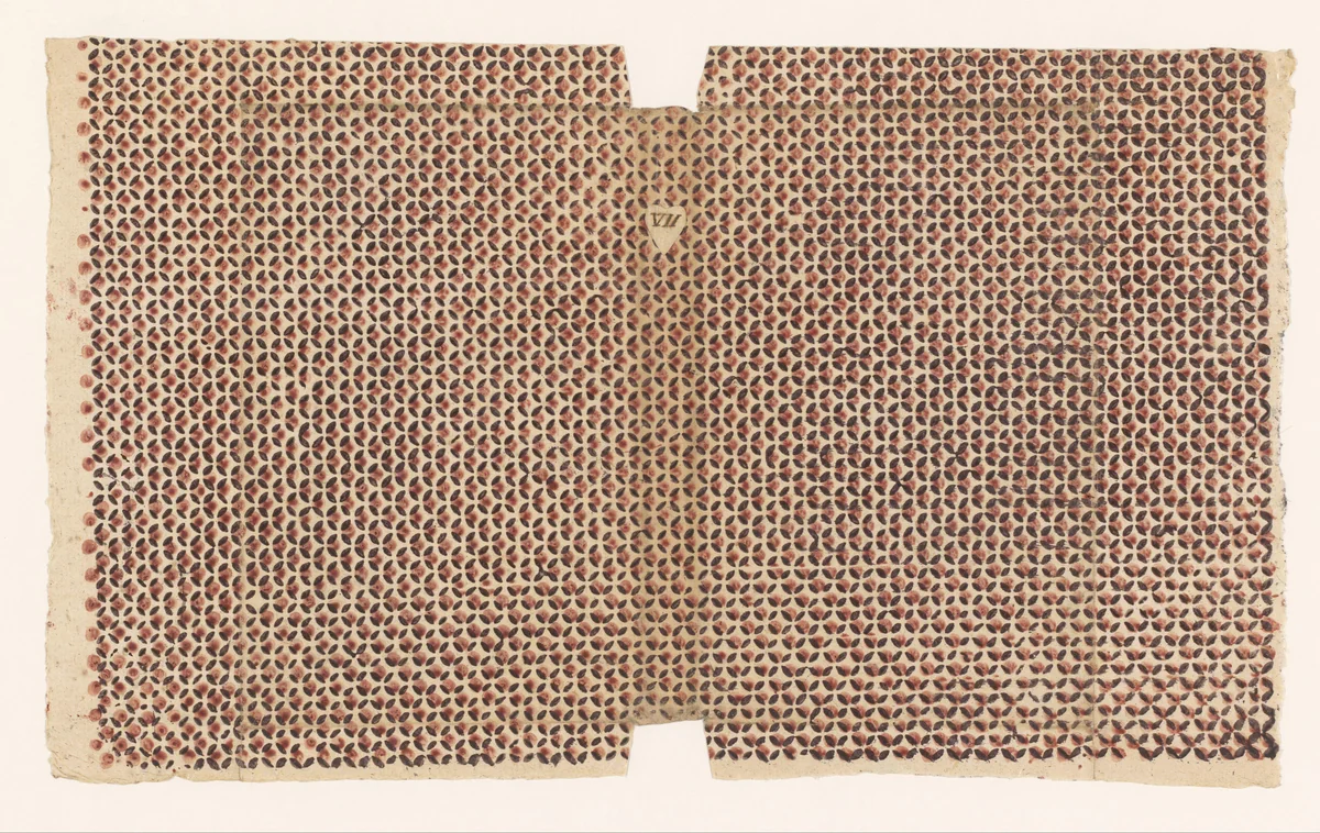 Blad met strooipatroon van blaadjes en stippen by anonymous, other, 1750-1900