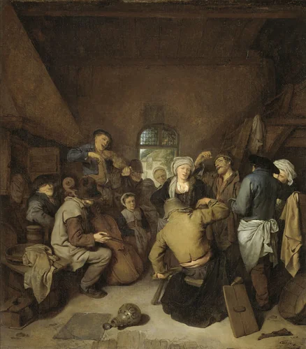 Peasants making Music and Dancing by Cornelis Pietersz. Bega, painting, 1650-1664
