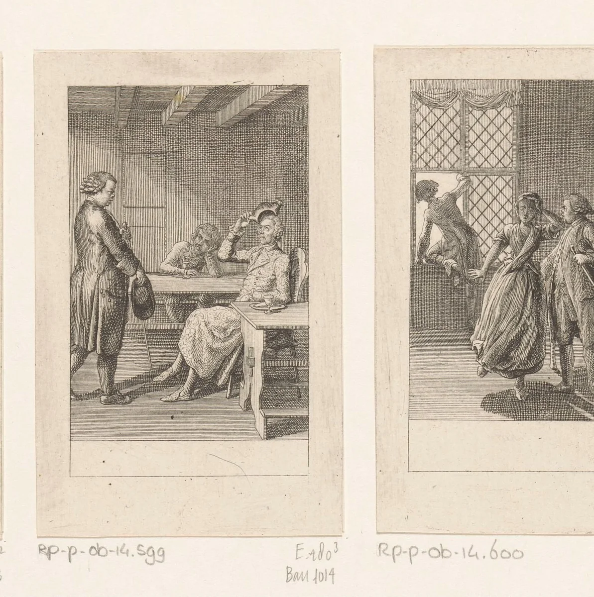 Begroeting tussen de schoolmeester en Peter Fix by Daniel Nikolaus Chodowiecki, print, 1783