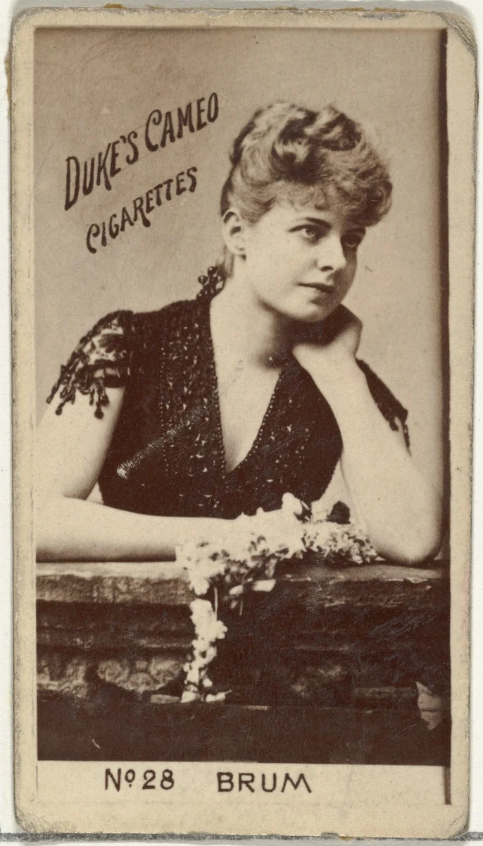 Card Number 28, Miss Brum, from the Actors and Actresses series (N145-4) issued by Duke Sons & Co. to promote Cameo Cigarettes by W. Duke, Sons & Co., photograph, 1880-1889
