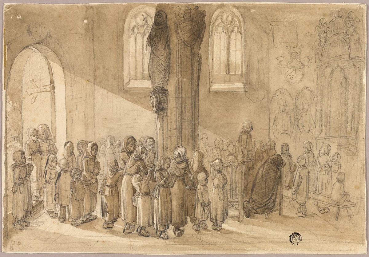 First Communion by Johannes Bosboom, drawing, 1845