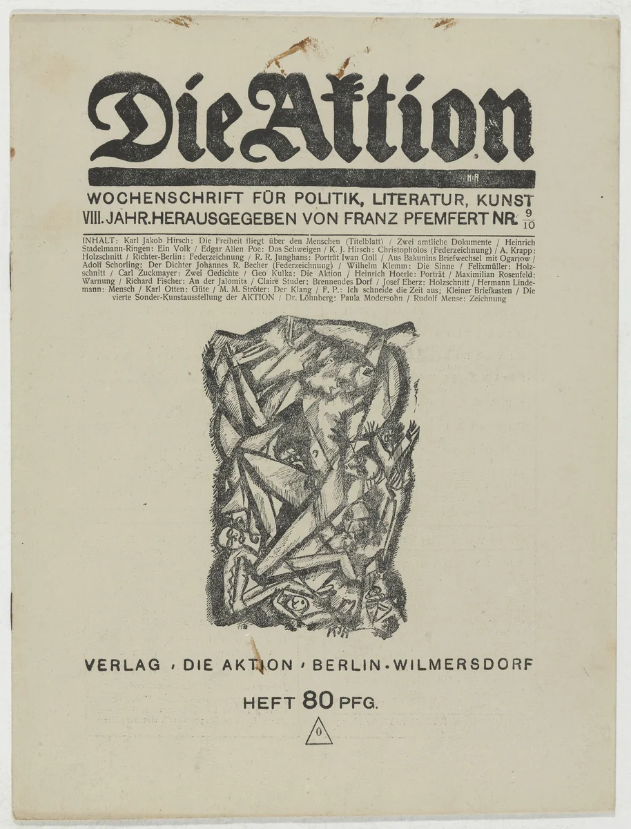 Die Aktion, vol. 8, no. 9/10 by A. Krapp
Conrad Felixmüller
Josef Eberz
Katharina Heise, periodical, 1918
