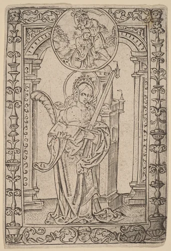 Saint Barbara by Master S, print, 1440-1565