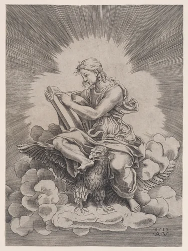 Saint John by Agostino Veneziano, print, 1513-1523