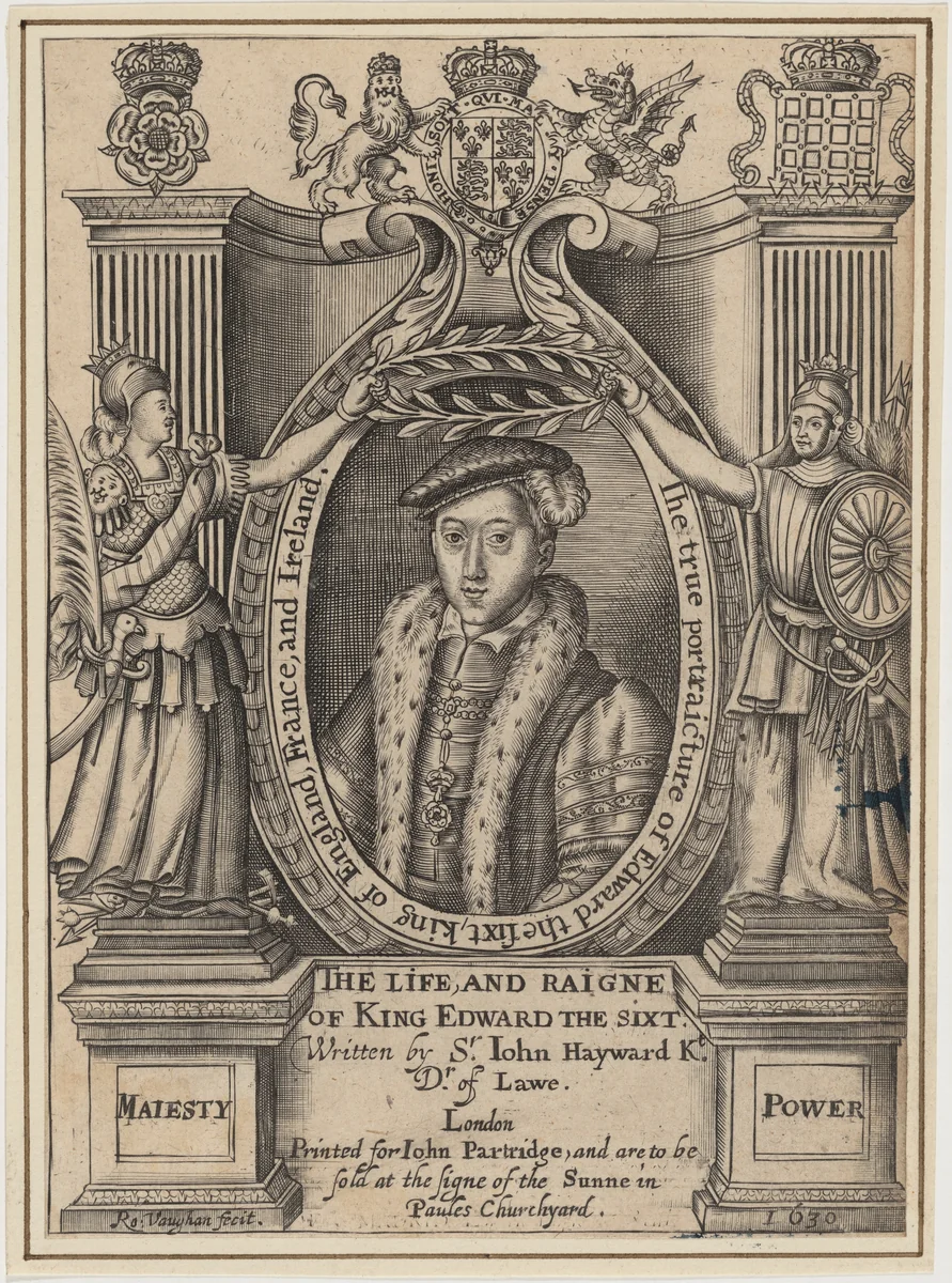 Title Plate to John Hayward, Life and Reigne of King Edward the Sixth by Robert Vaughan, print, 1630