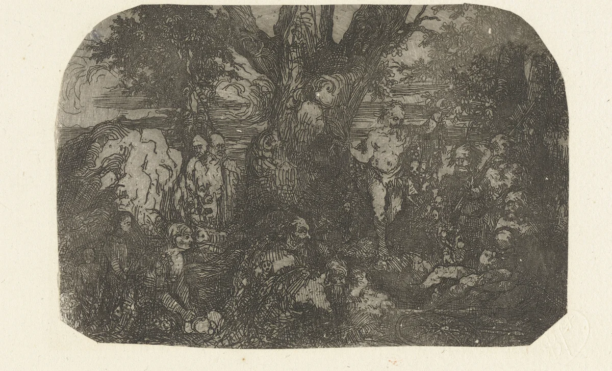 Christus wekt Lazarus op by Rodolphe Bresdin, print, 1843-1844