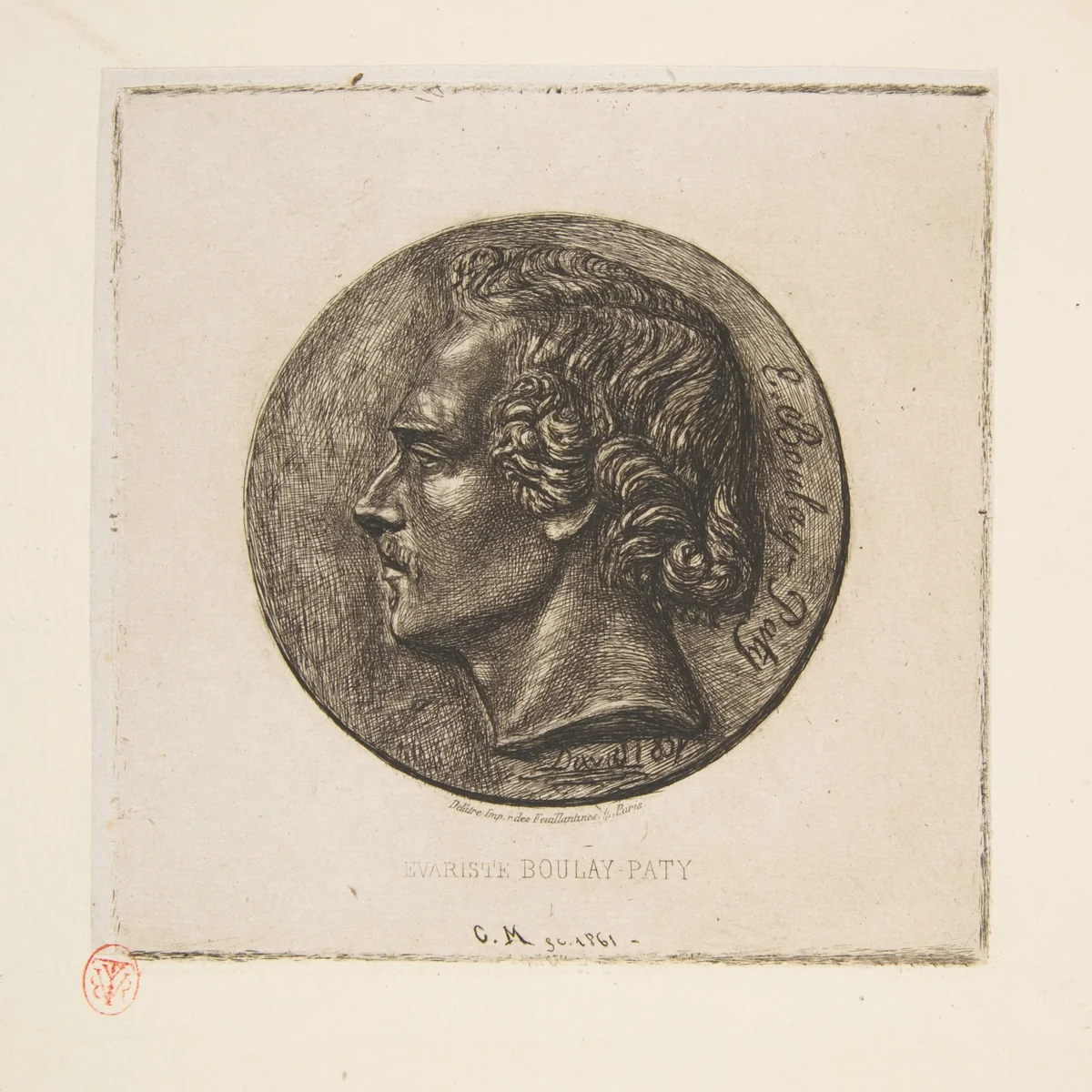 Evariste Boulay-Paty by Charles Meryon, print, 1861