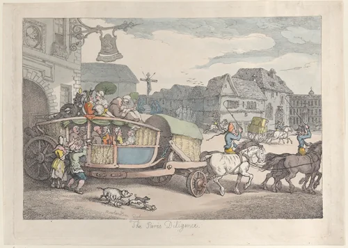 Paris Diligence by Thomas Rowlandson, print, 1810