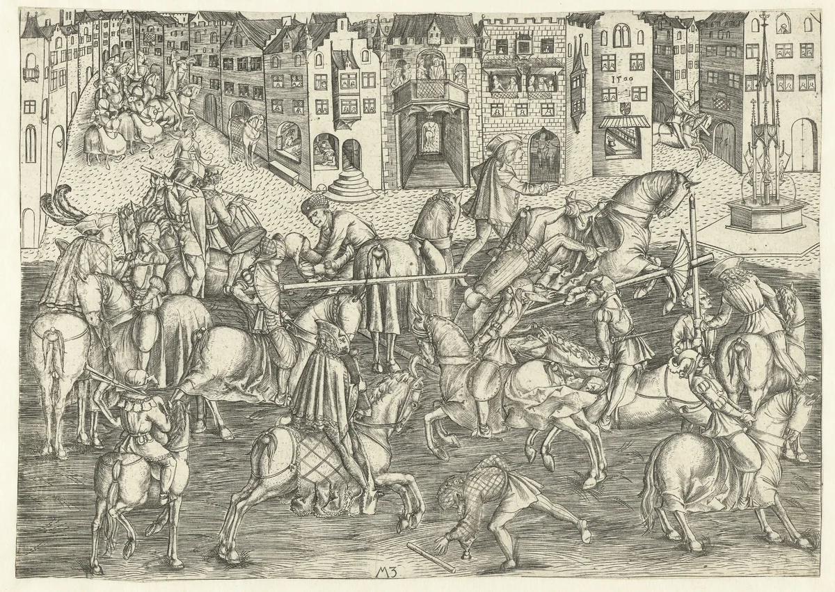 Het toernooi by Unknown, print, 1500