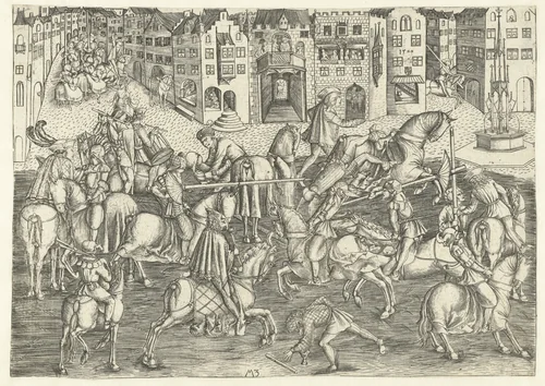 Het toernooi by Unknown, print, 1500