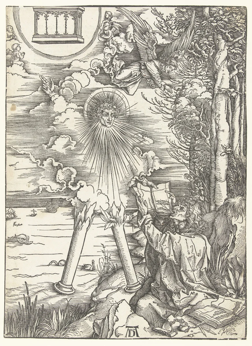 Johannes de Evangelist verslindt het boek by Unknown, print, 1498