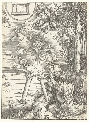 Johannes de Evangelist verslindt het boek by Unknown, print, 1498