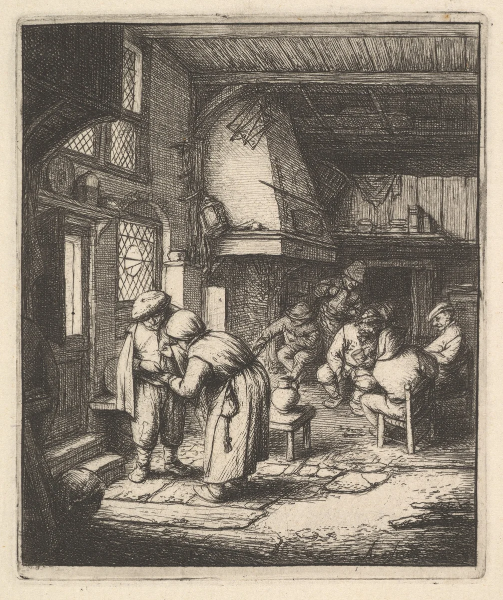 Peasant Paying his Bill by Adriaen van Ostade, print, 1610-1685