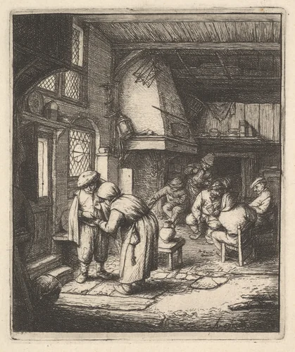Peasant Paying his Bill by Adriaen van Ostade, print, 1610-1685