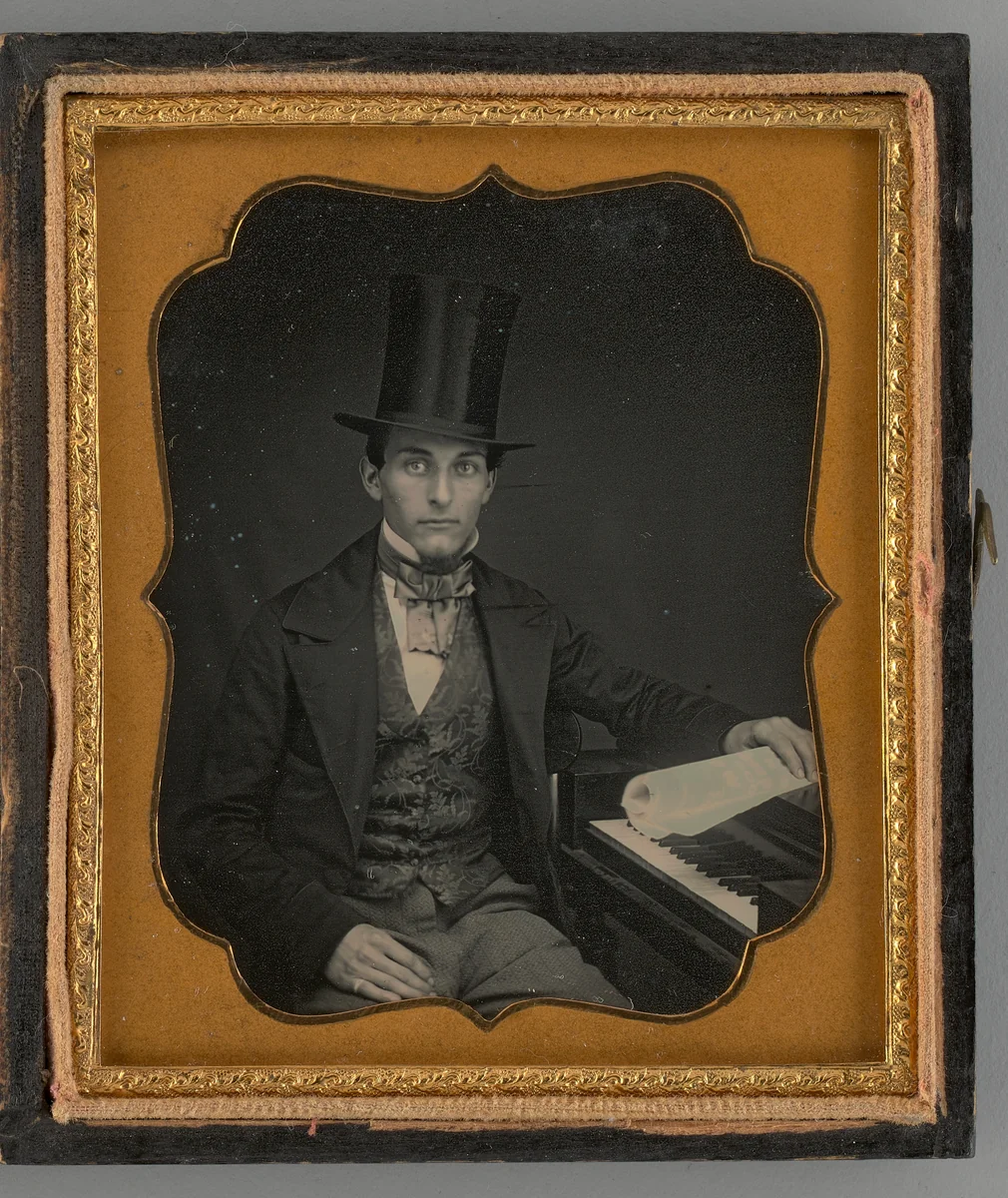 Untitled (Portrait of a Seated Man with a Top Hat) by Unknown maker, other, 1855