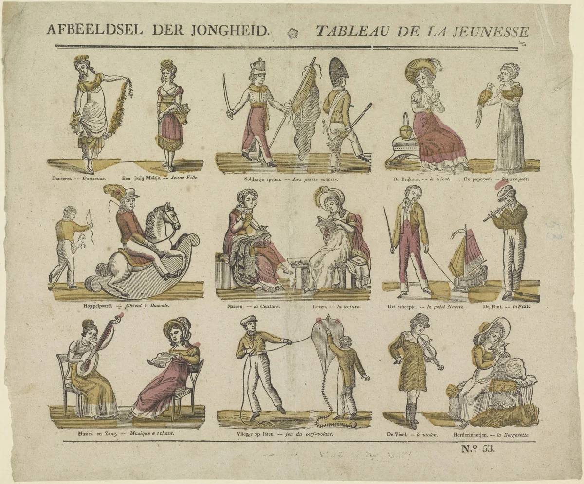 Afbeeldsel der jongheid / Tableau de la jeunesse by Philippus Jacobus Brepols, print, 1800-1833