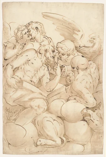 The Four Evangelists by School of Cambiaso, drawing, 1571-1600