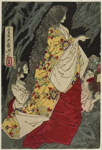 Supernatural Beings at Shirazunoyabu in Yawata by Tsukioka Yoshitoshi, print, 1881