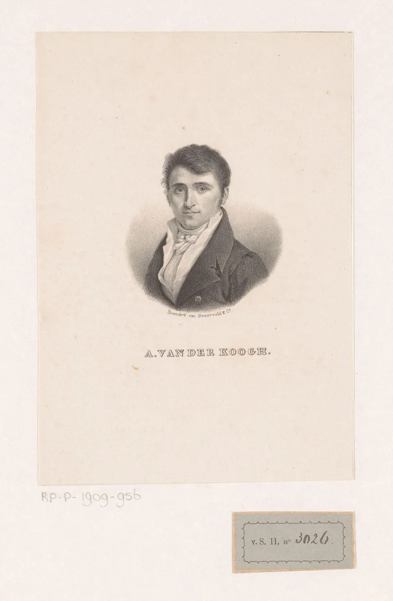 Portret van Adrianus van der Koogh by anonymous, print, 1826-1833