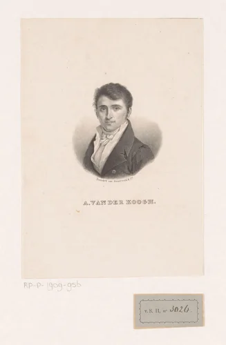 Portret van Adrianus van der Koogh by anonymous, print, 1826-1833