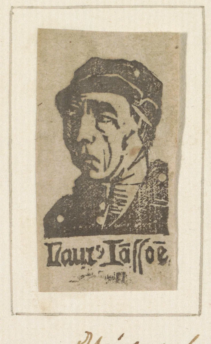 Portret van Laurens Jansz. Coster by Cornelis van den Berg, print, 1720-1774