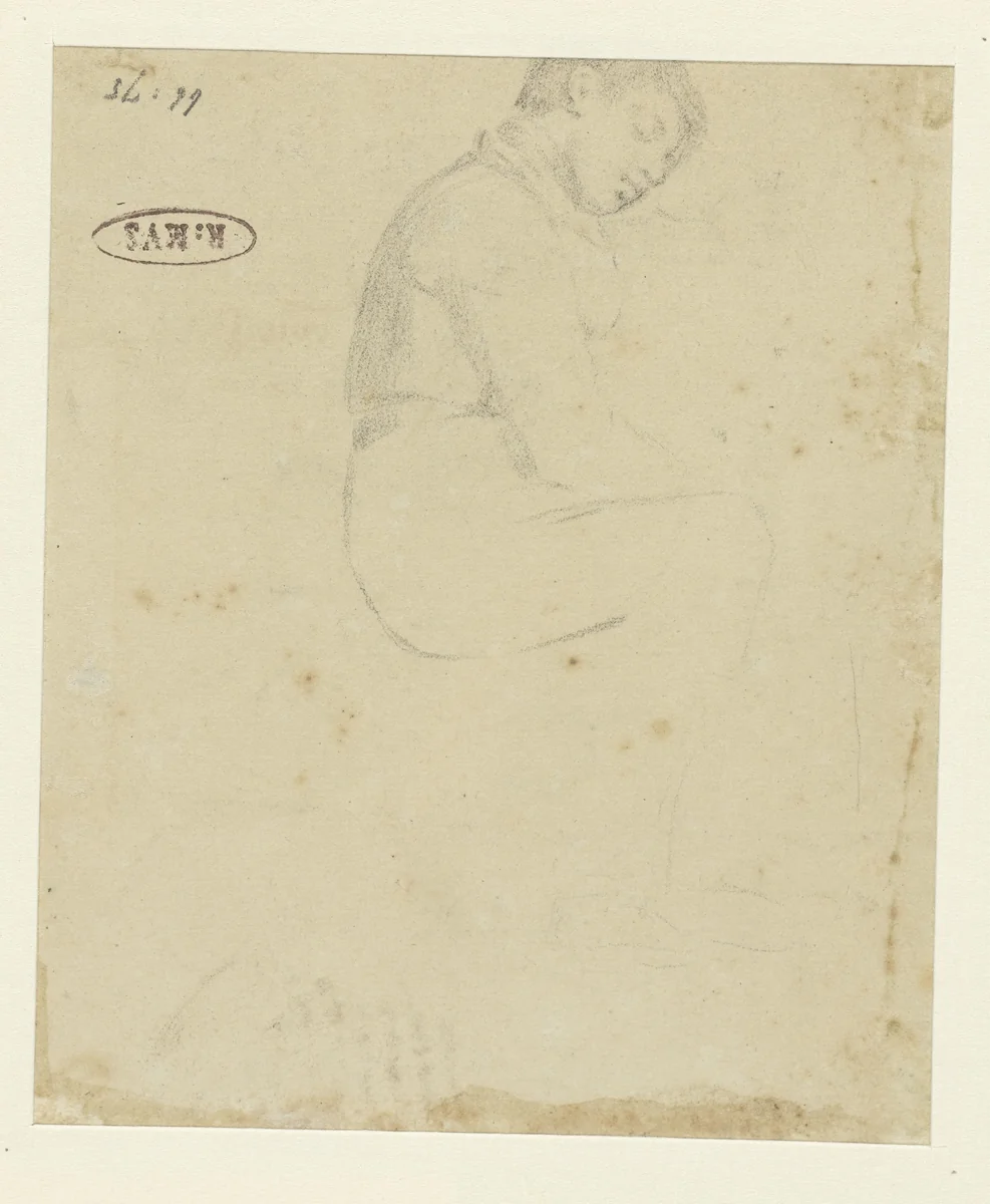 Slapende jongen by Charles Brias, drawing, 1837