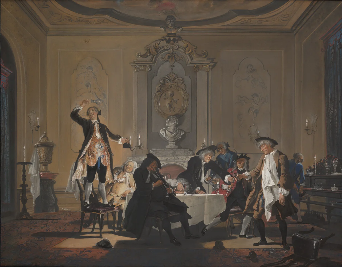 'Rumor erat in casa' (There was a commotion in the house) by Cornelis Troost, pastel, 1739