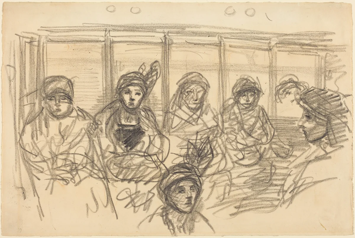Riders on the Metro by Théophile Alexandre Steinlen, drawing, 1885-1895