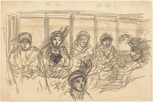 Riders on the Metro by Théophile Alexandre Steinlen, drawing, 1885-1895
