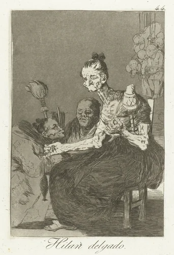 Zij spinnen fijn by Francisco de Goya, print, 1797-1799