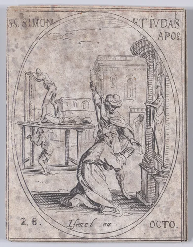 S. Simon et S. Jude, apôtres (St. Simon and St. Jude, Apostles), October 28th, from "Les Images De Tous Les Saincts et Saintes de L'Année" (Images of All of the Saints and Religious Events of the Year) by Jacques Callot, print, 1636