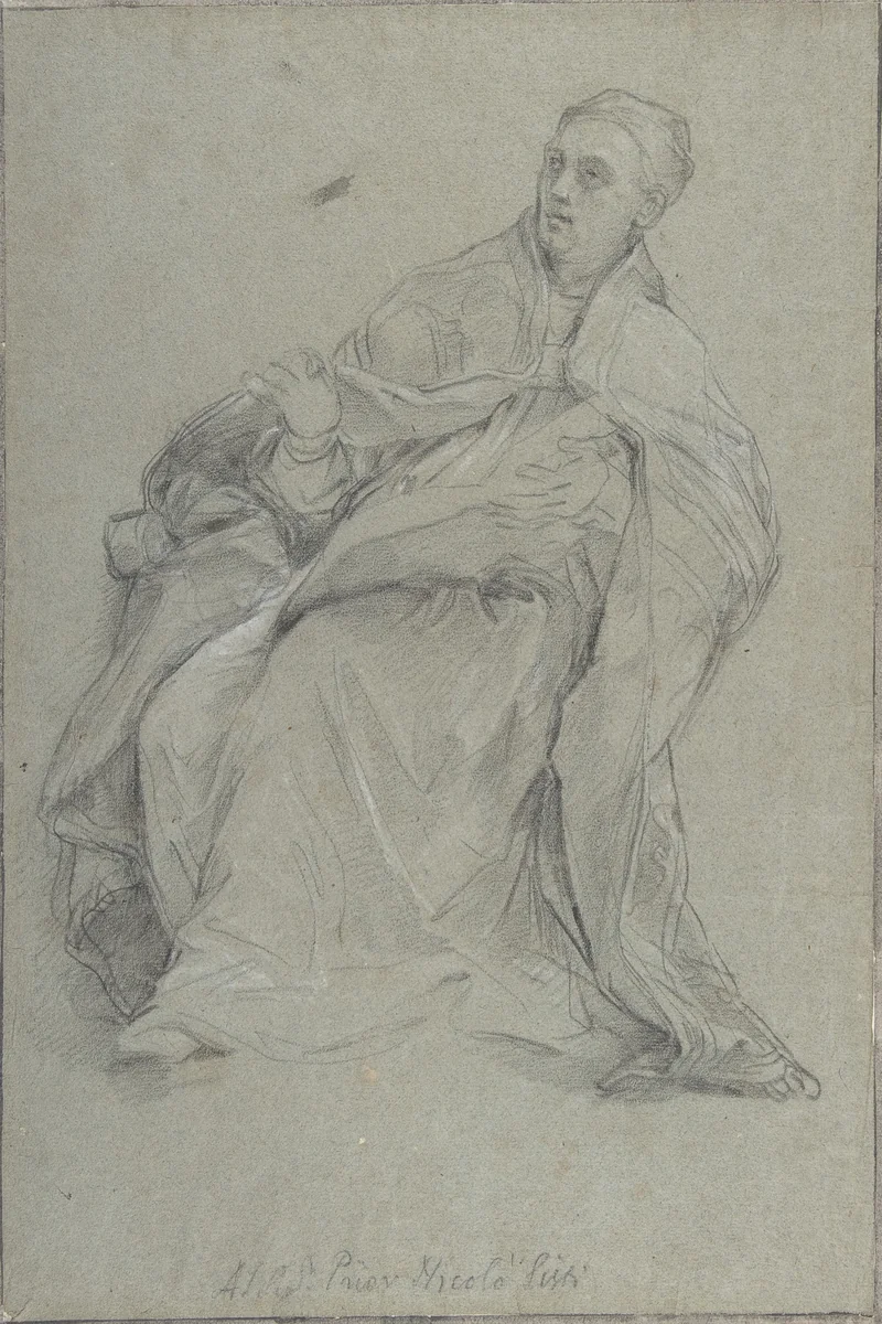 Study for a Seated Prelate (Saint Gregory the Great) by Carlo Maratti, drawing, 1685-1686