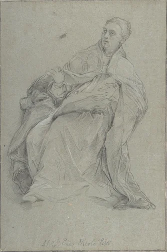 Study for a Seated Prelate (Saint Gregory the Great) by Carlo Maratti, drawing, 1685-1686