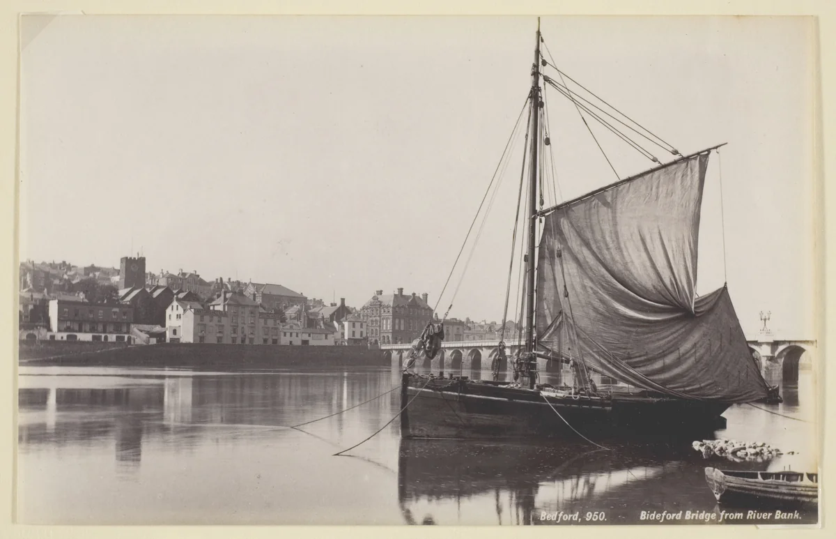 Bideford Bridge from River Bank by Francis Bedford, photograph, 1860-1894