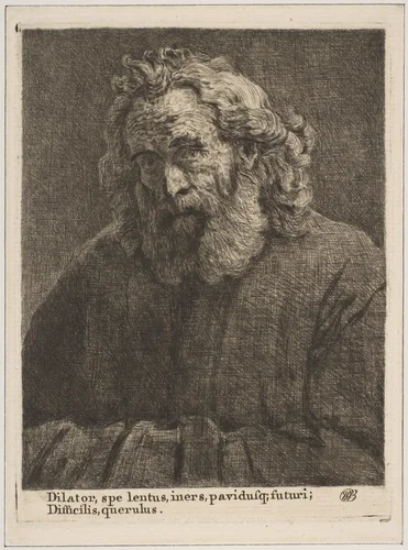 Old Man with a Long Beard by William Baillie, print, 1761