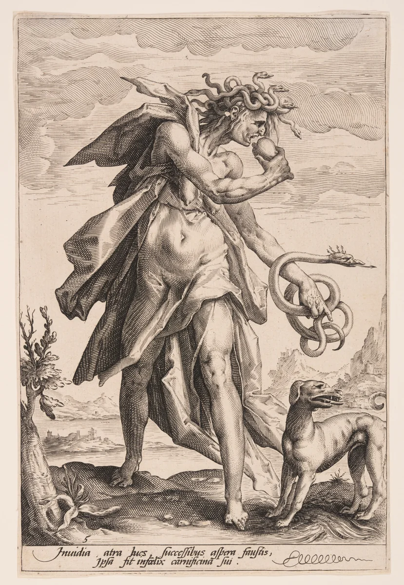 Envy, plate 5 from The Vices by Jacob Matham, print, 1587