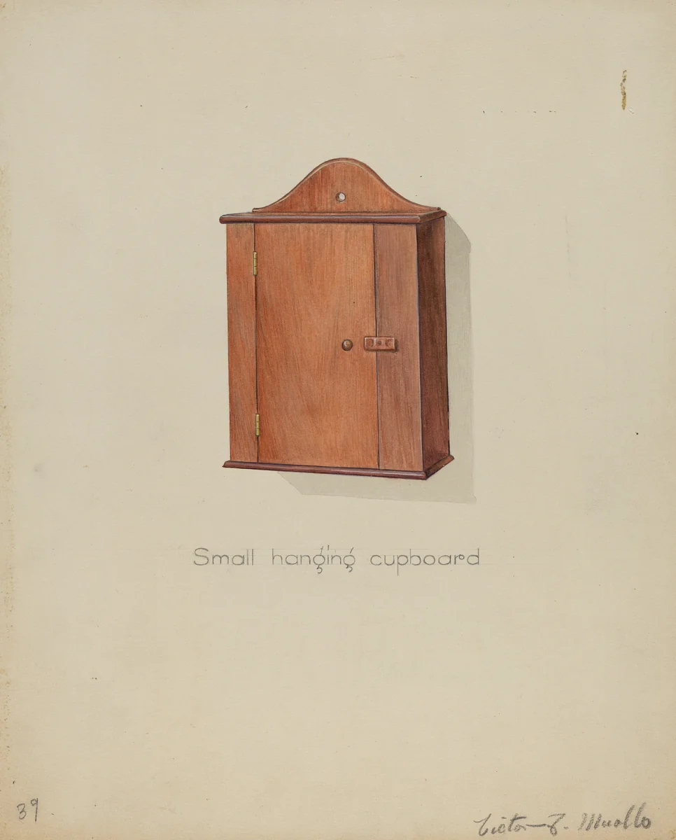 Shaker Hanging Cupboard by Victor F. Muollo, index of american design, 1936